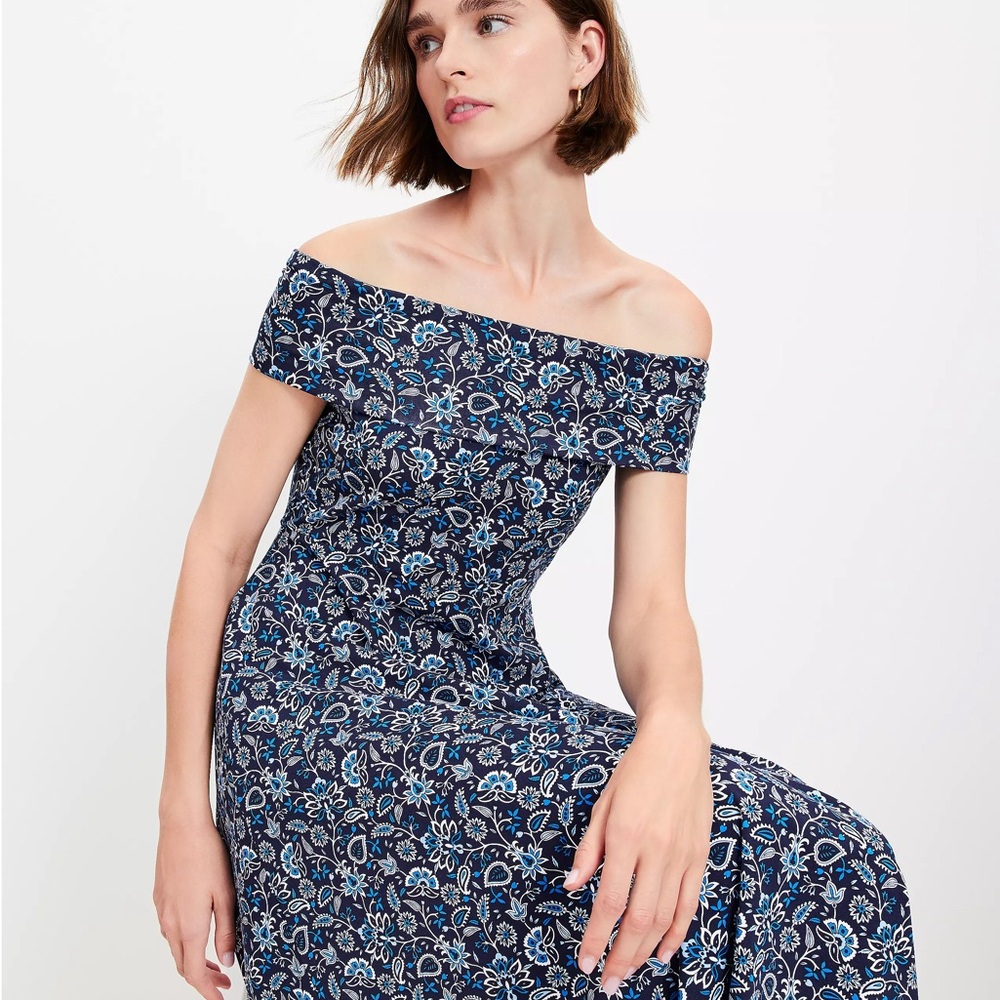 NWT LOFT Vine Off the Shoulder Flare Dress